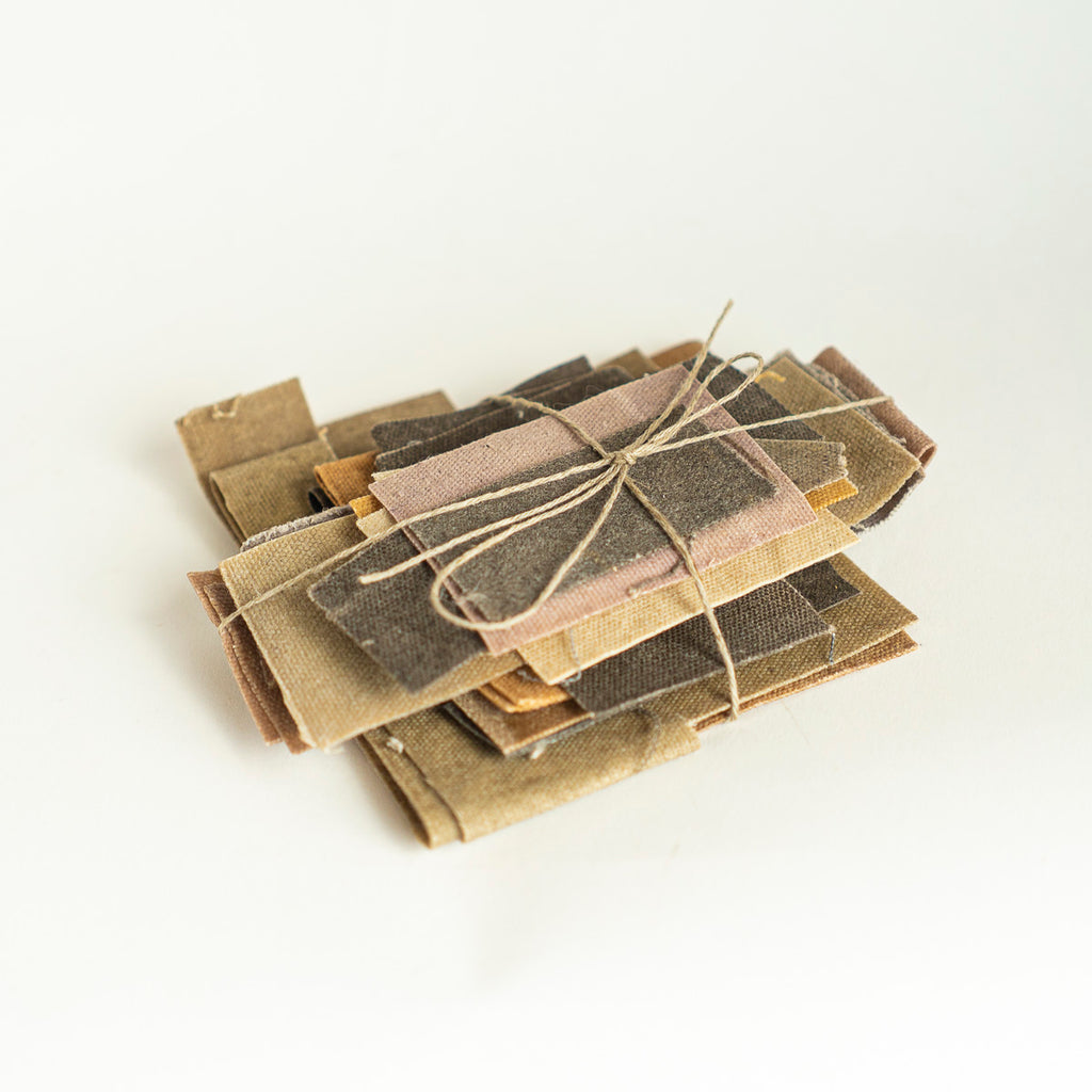 Fabric scraps - plant-dyed and waxed