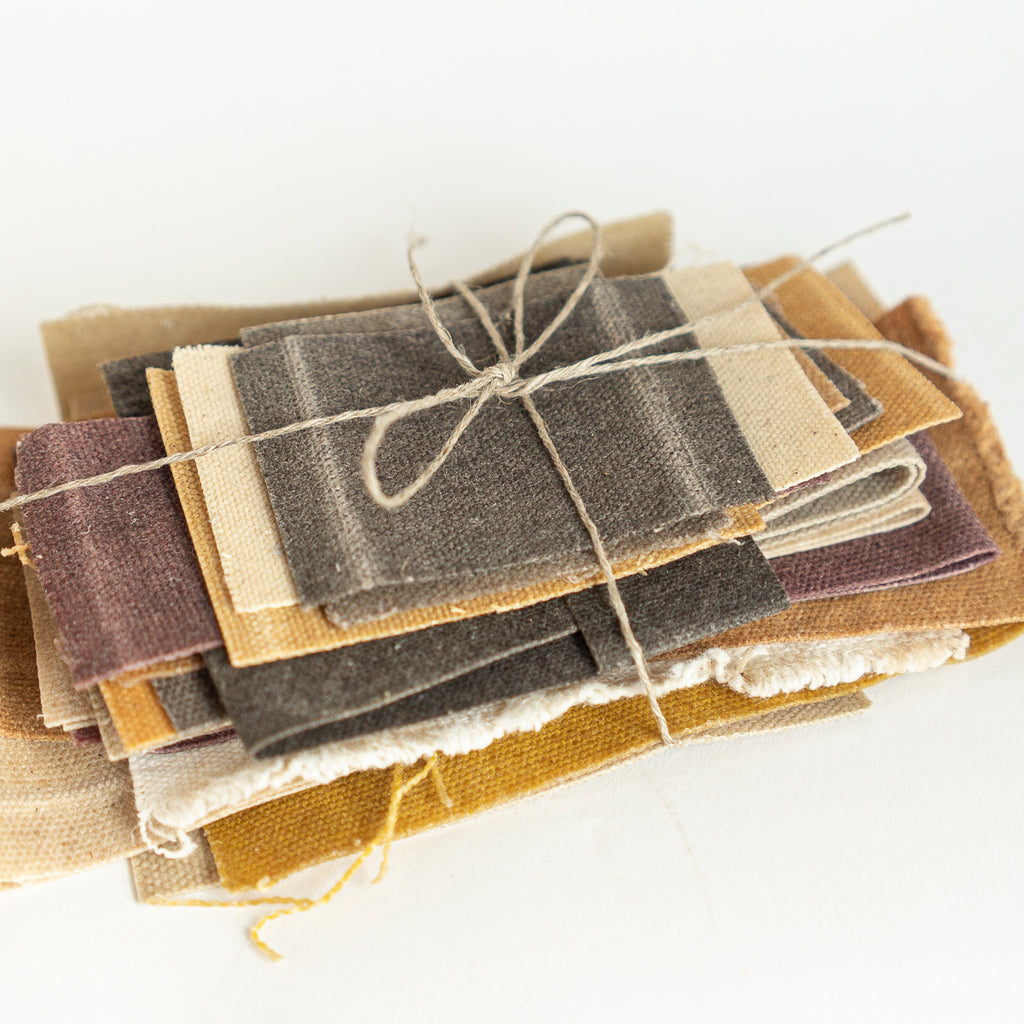 Fabric scraps - plant-dyed and waxed